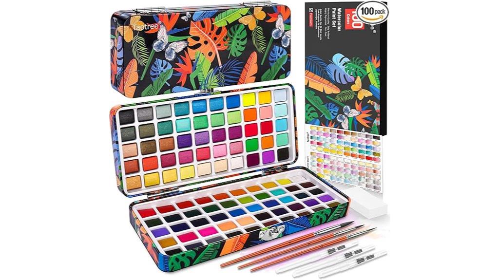 100 color watercolor set