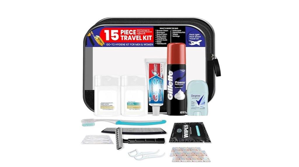 15 piece travel toiletry kit