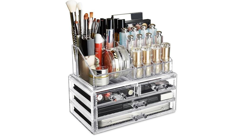 acrylic four drawer makeup organizer
