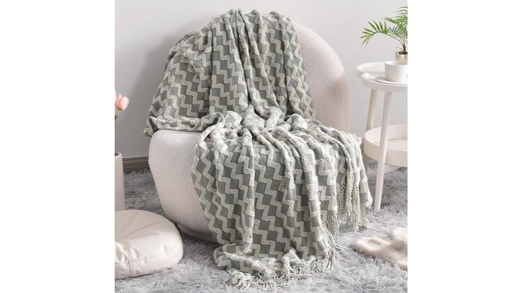 acrylic grey wave blanket