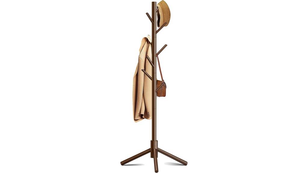 adjustable 8 hook wooden coat rack