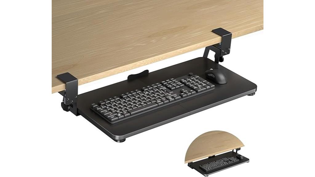 adjustable clamp on keyboard tray