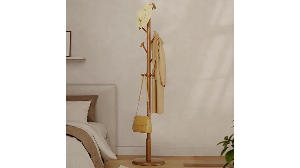adjustable solid wood coat rack