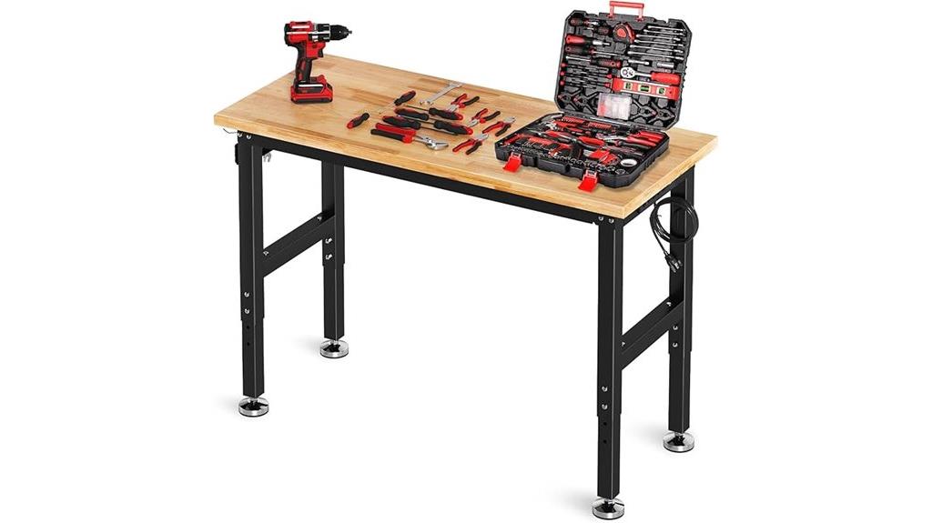 adjustable work bench with outlet