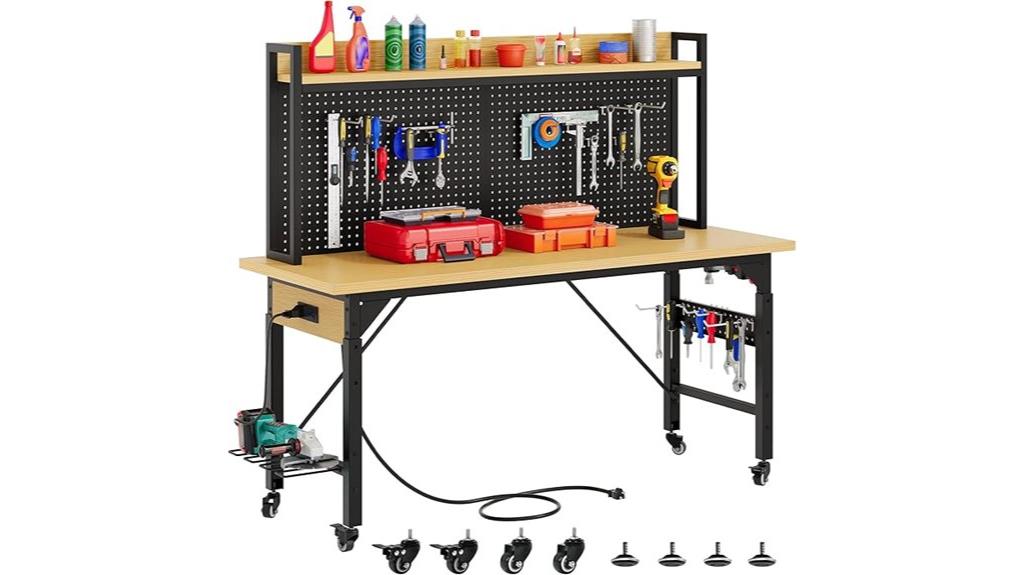 adjustable workbench with pegboard