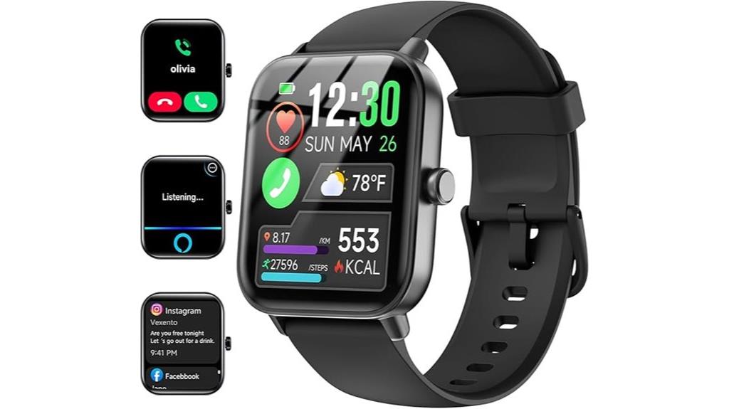 alexa enabled waterproof fitness smartwatch