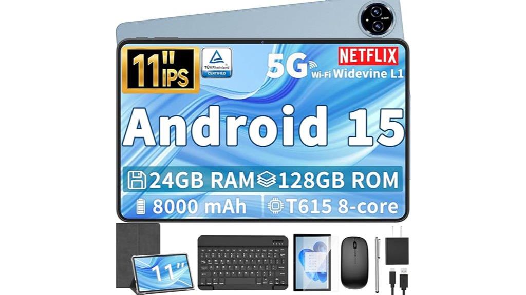 android 15 tablet with accessories