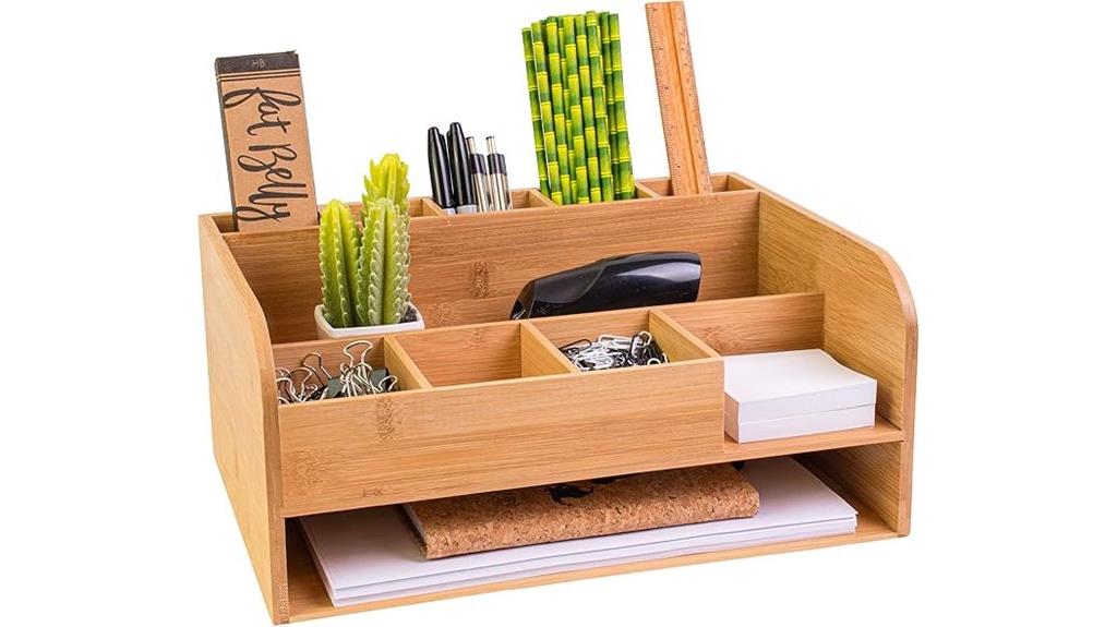 bamboo desk storage organizer