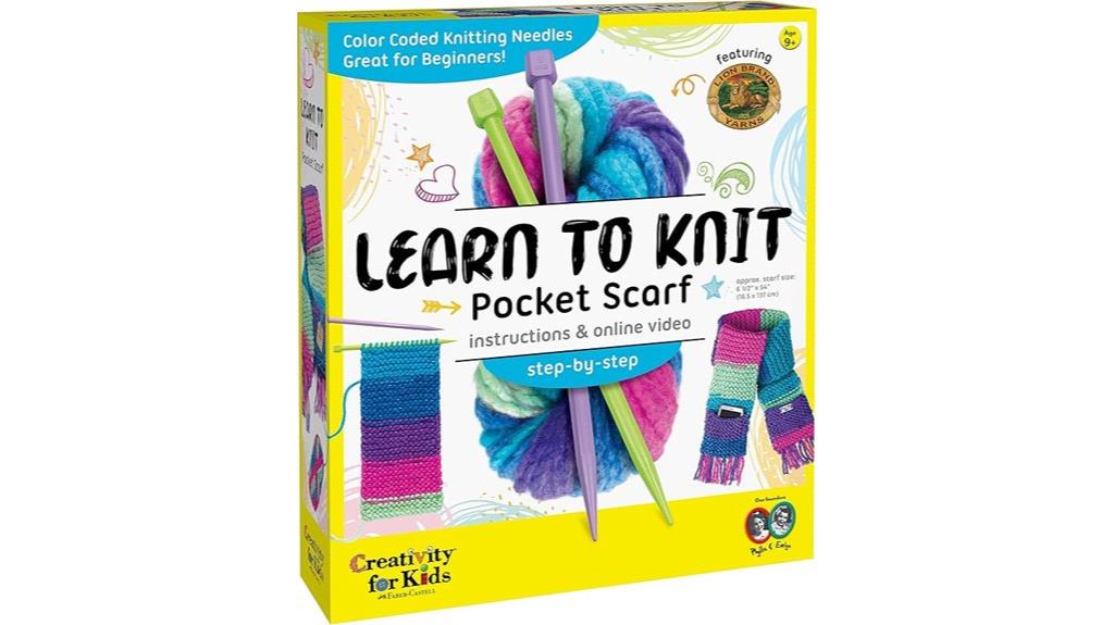 beginner knitting pocket scarf