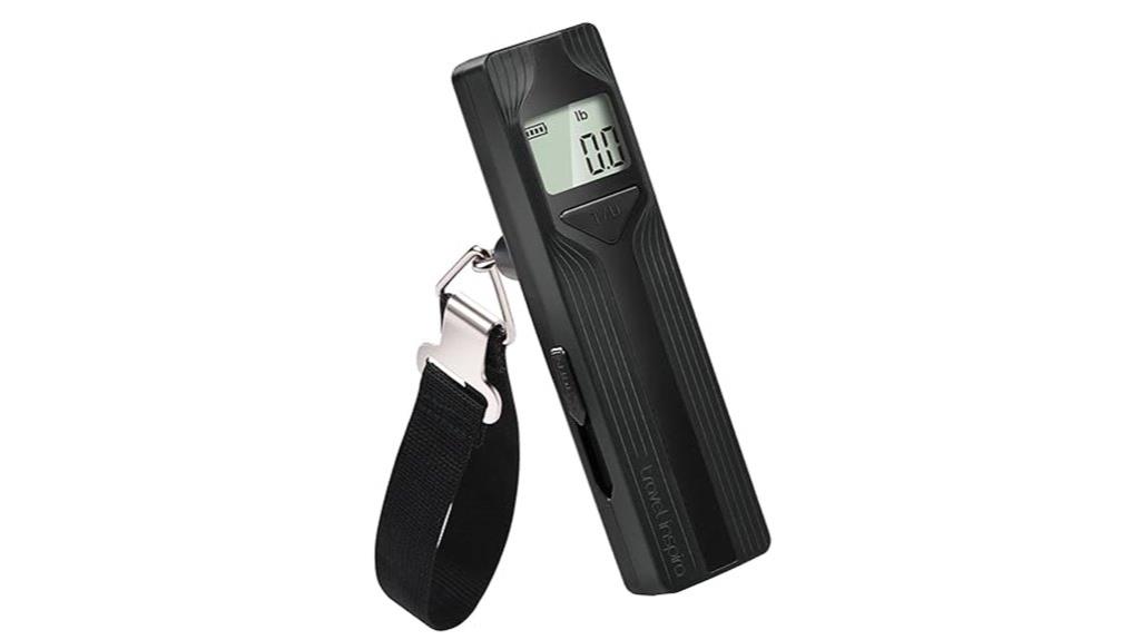 black travel luggage scale