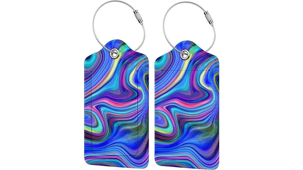 blue purple abstract luggage tags