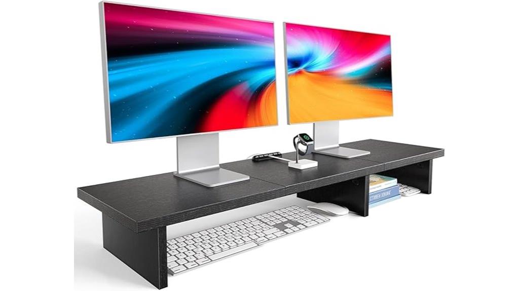 dual monitor stand with cable clip