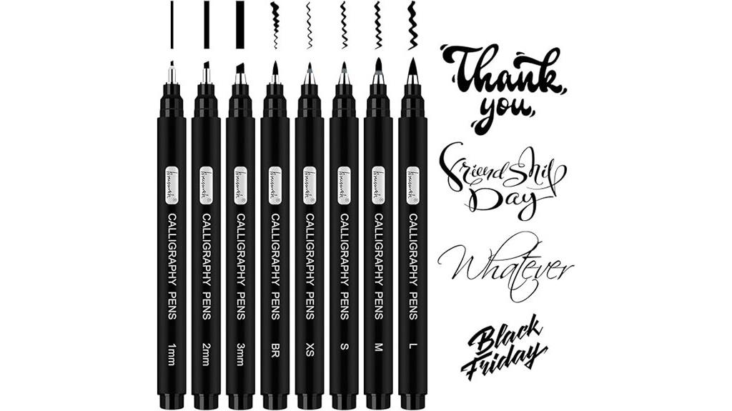 eight size calligraphy pens
