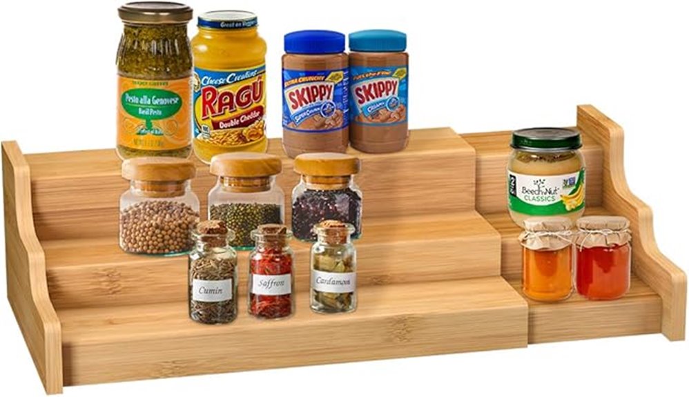 expandable bamboo spice shelf