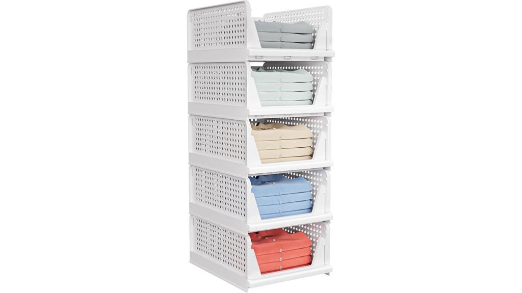 five stackable closet boxes