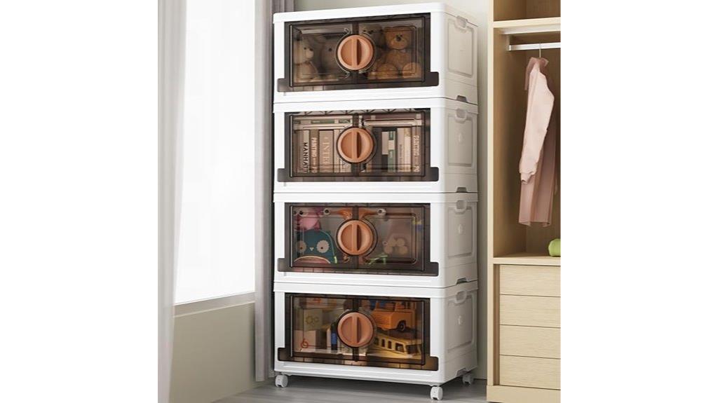 four pack white brown storage bins