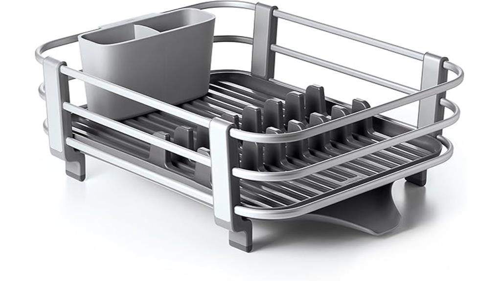 gray aluminum dish rack