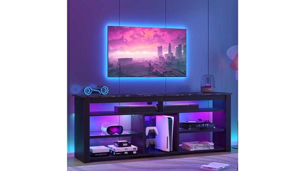 large tv stand with led