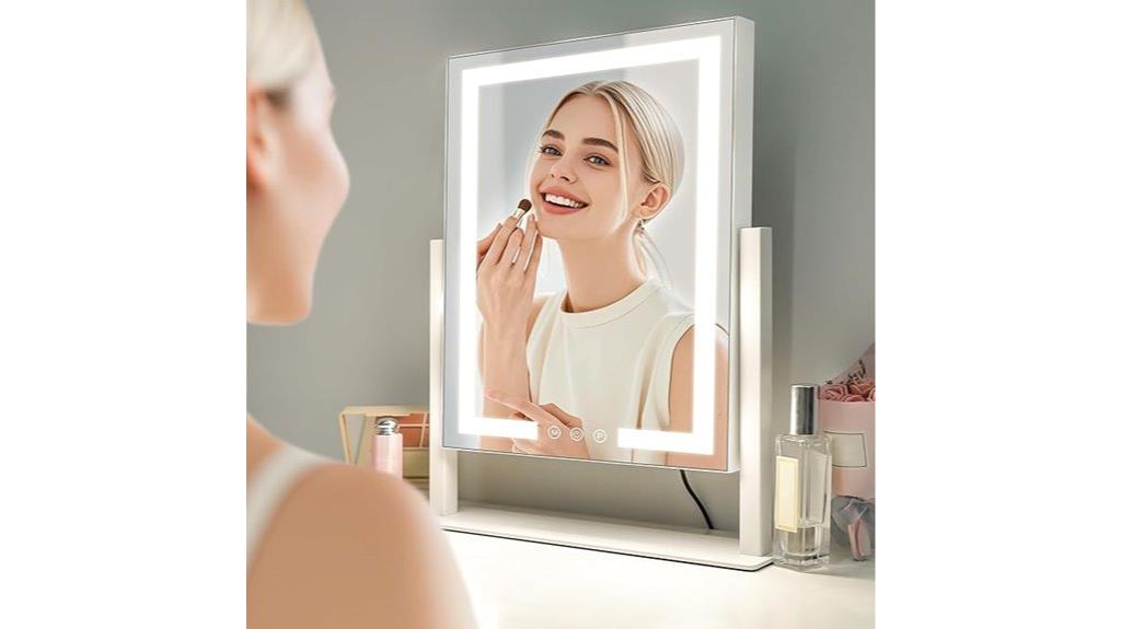 lighted three color makeup mirror