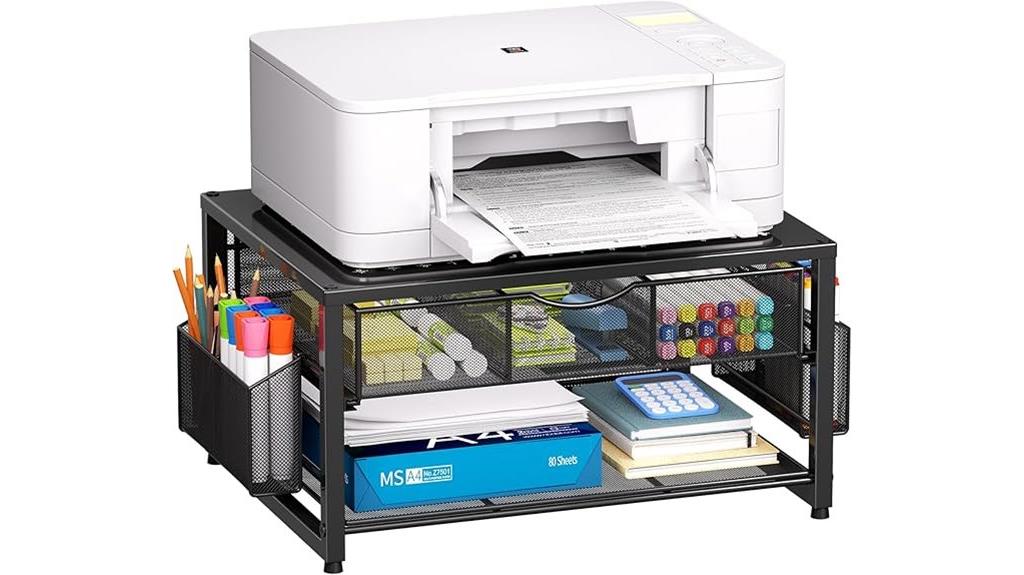 metal printer stand with storage