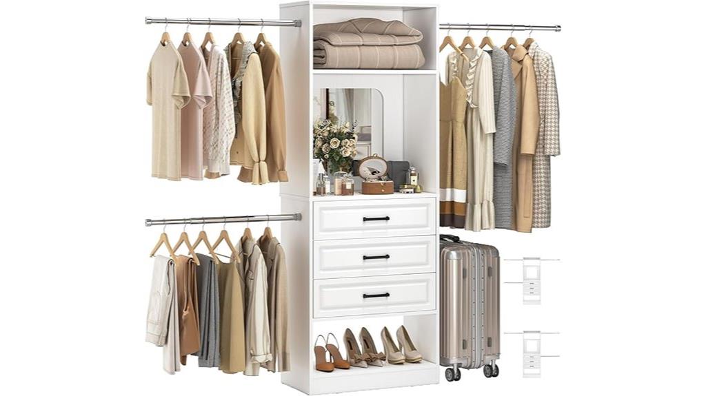 mirror equipped extendable closet