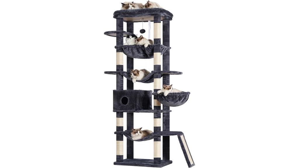 multi level plush cat tower