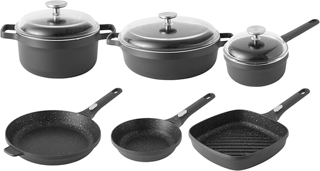 nine piece non stick cookware set