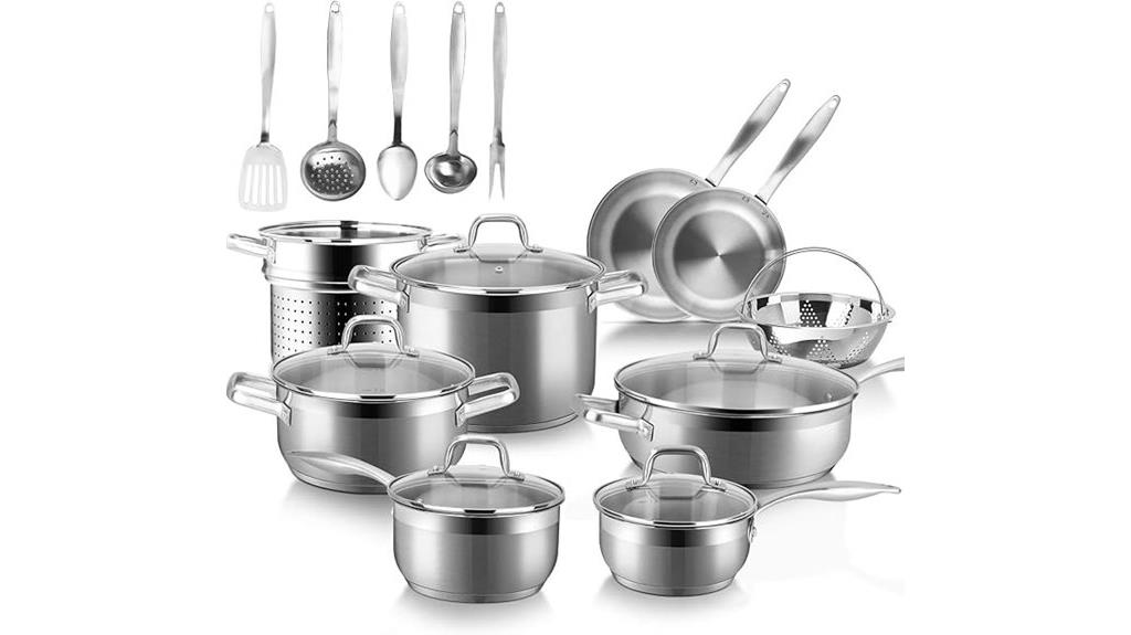 premium 19 piece stainless cookware