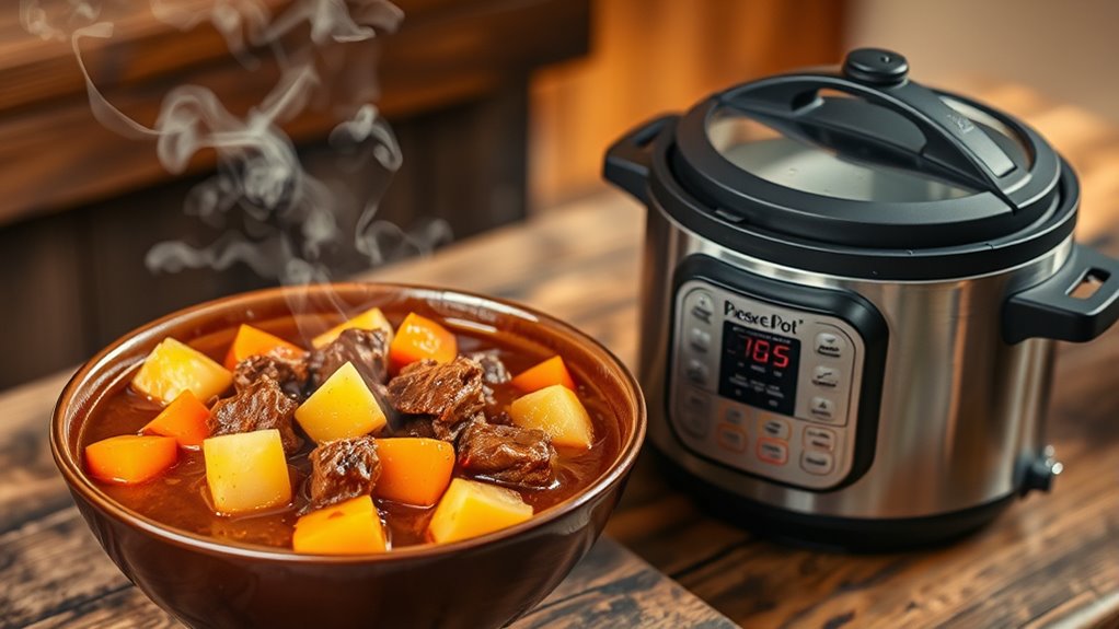 quick pressure cooked beef stew