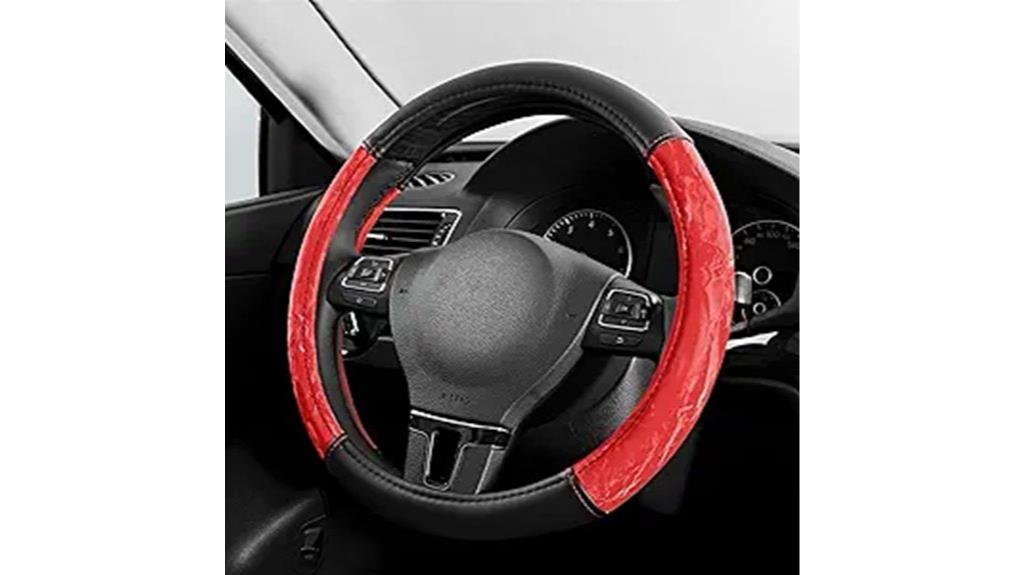 red leather wheel cover