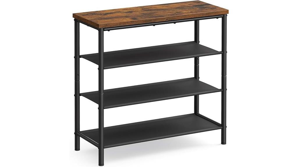rustic brown steel shoe rack