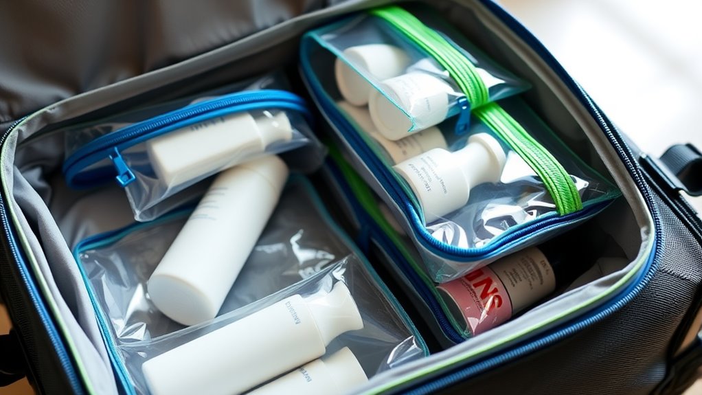seal toiletries in waterproof bags