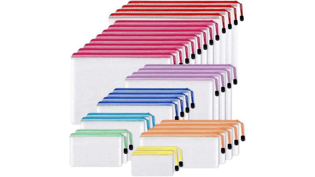 set of thirty mesh pouches