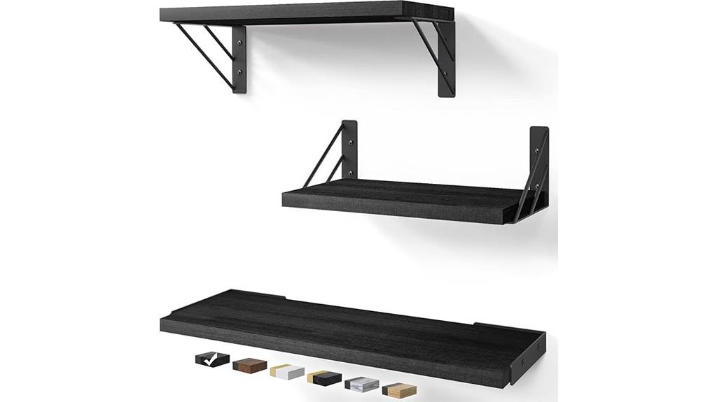 set of three wall shelves