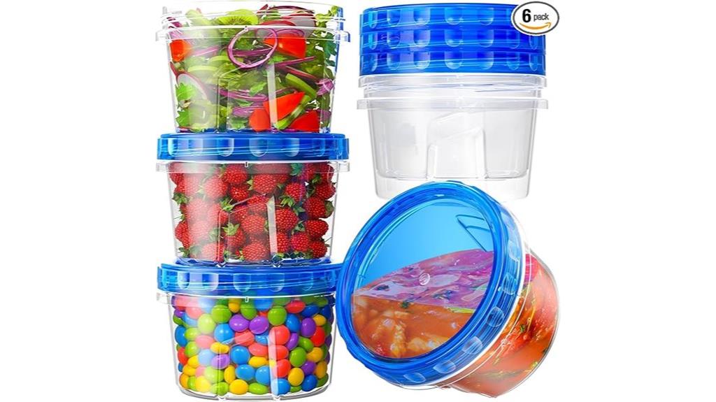 six 17oz freezer containers