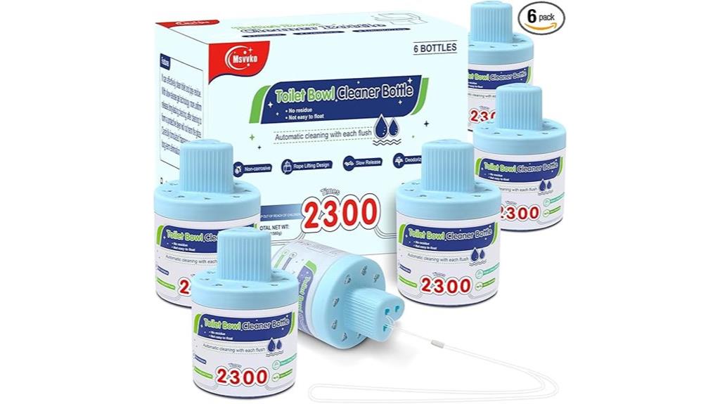 six blue toilet tablets