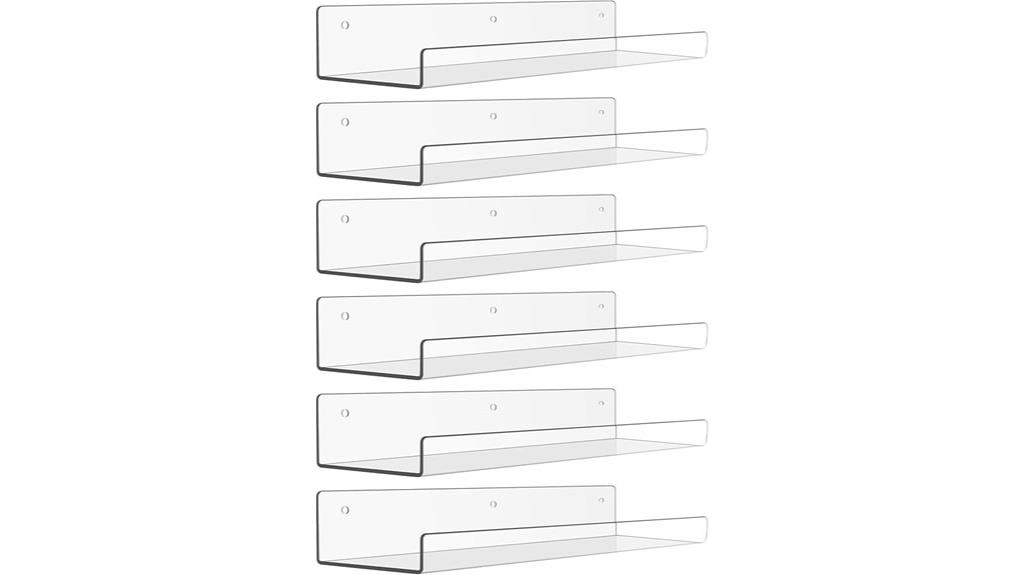 six piece acrylic shelves