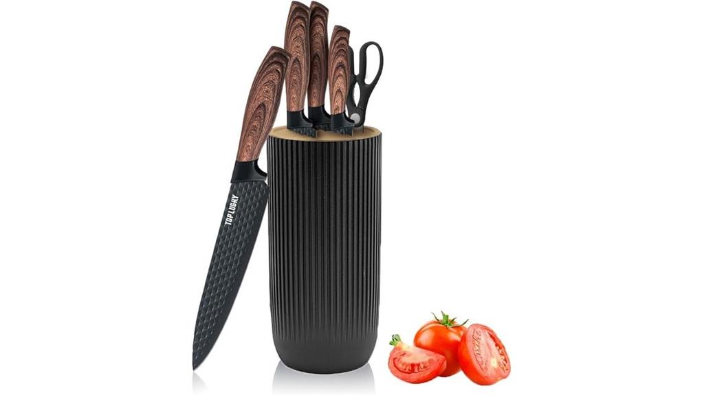 six piece black knife set