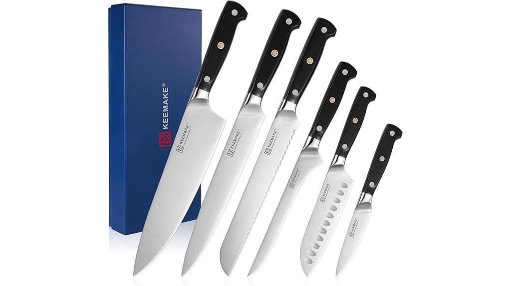 six piece ergonomic chef knives