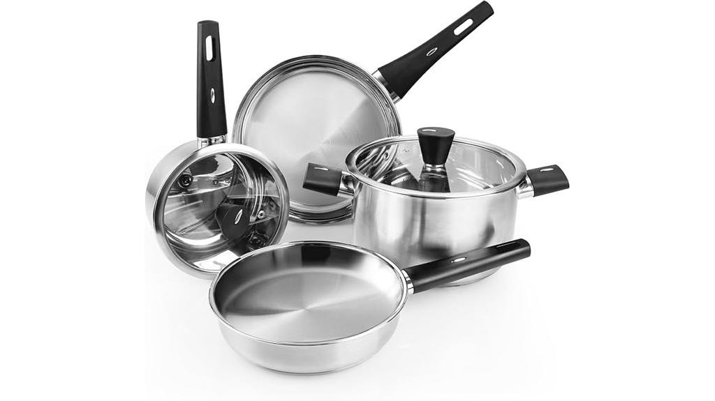 six piece stainless cookware