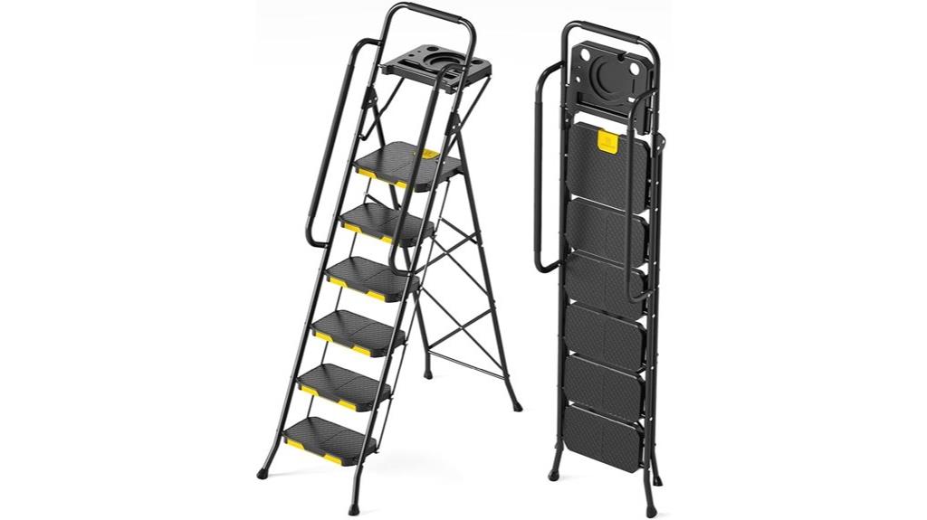 six step ladder with tools