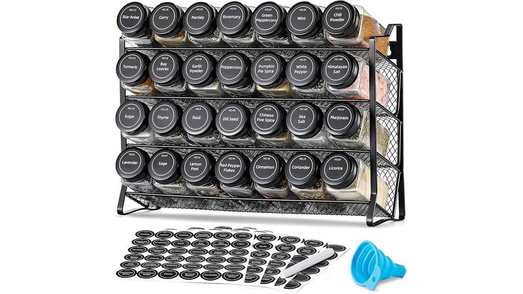spice rack with labels