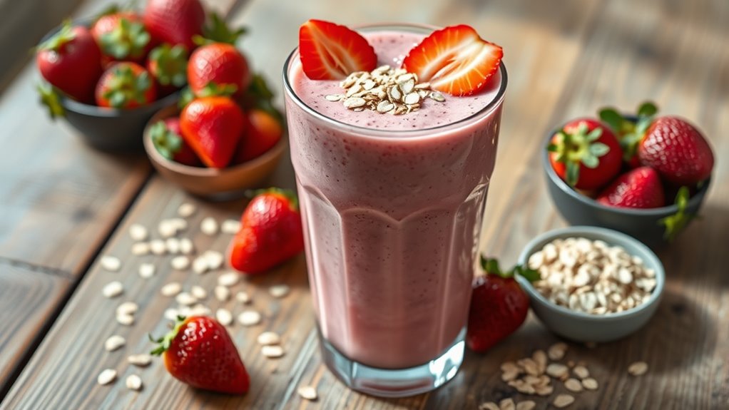 strawberry oatmeal breakfast shake