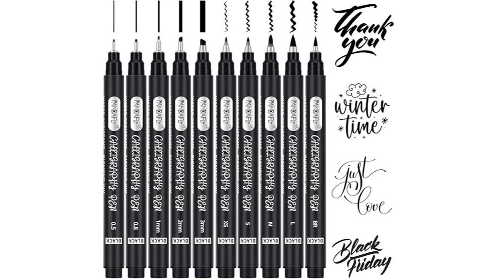 ten size calligraphy pen set