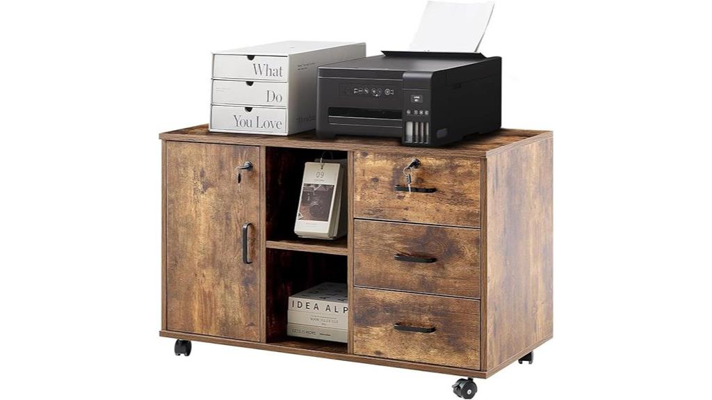 three drawer one door cabinet
