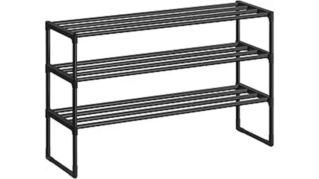 three tier metal shoe rack