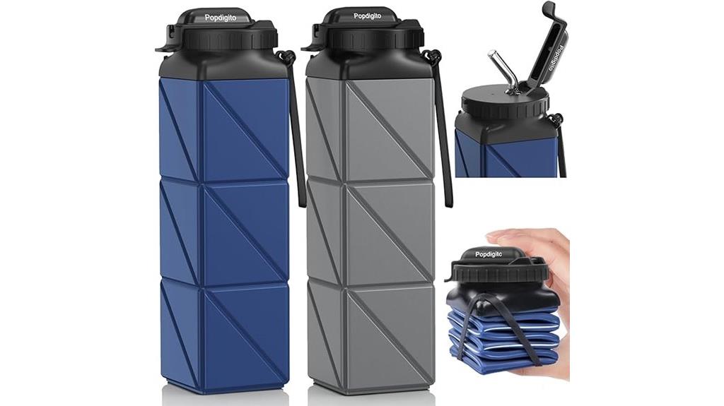 two collapsible silicone bottles