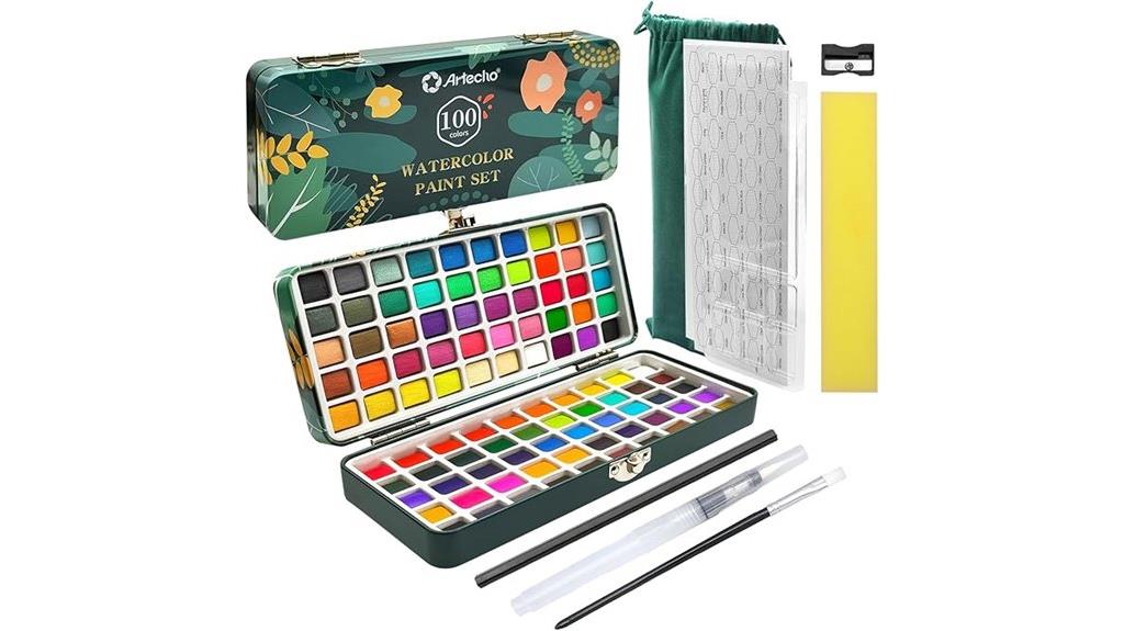 vibrant 100 color watercolor set