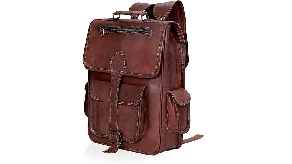 vintage leather laptop backpack