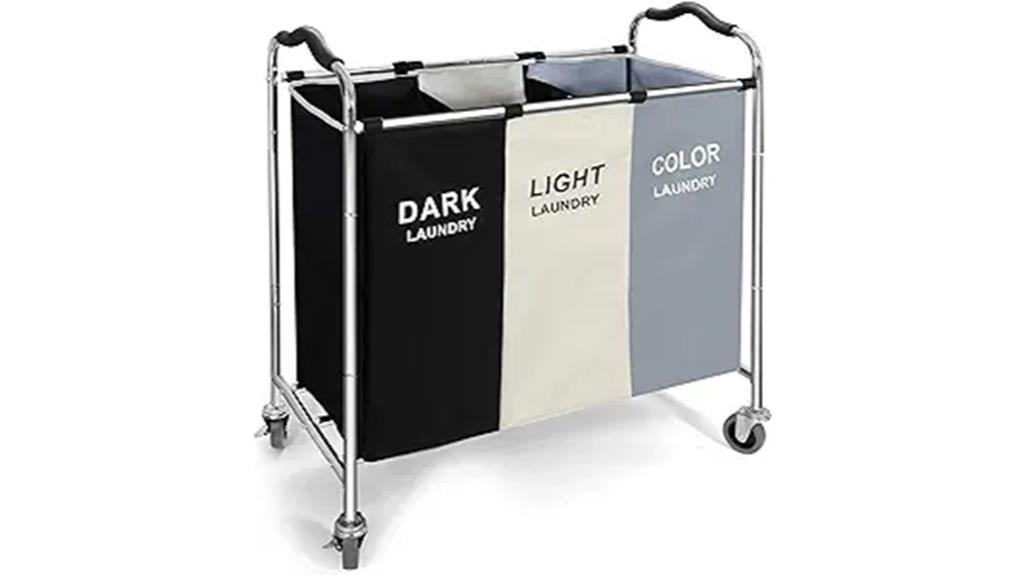 wheeled 240l three section laundry